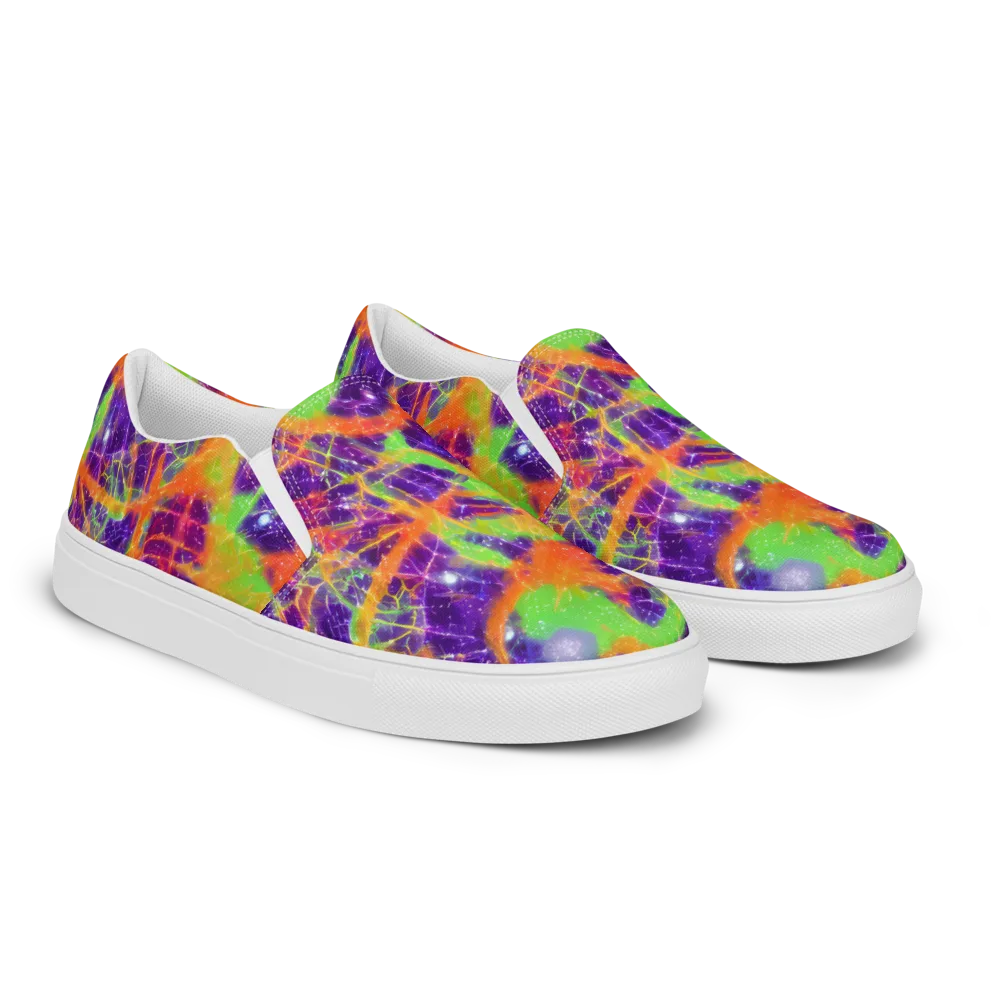 Purple Inferno on Men's Slip-On Canvas Shoes — Right Front
