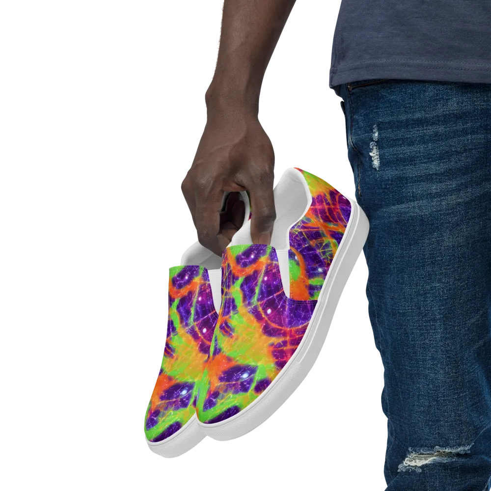 Purple Inferno on Men's Slip-On Canvas Shoes — Left Front