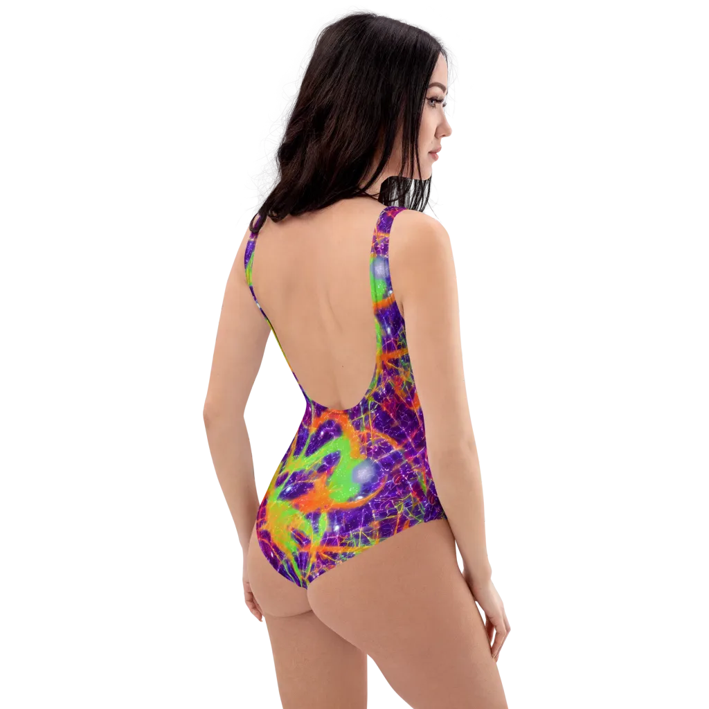 Purple Inferno on One-Piece Swimsuit — Right Back