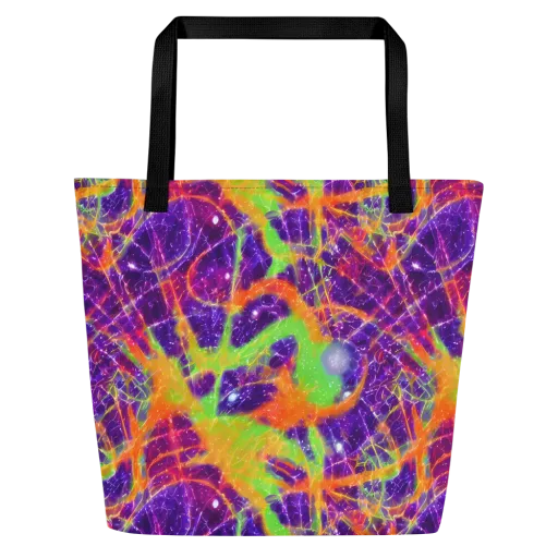 Purple Inferno on a Large Tote Bag W/ Pocket