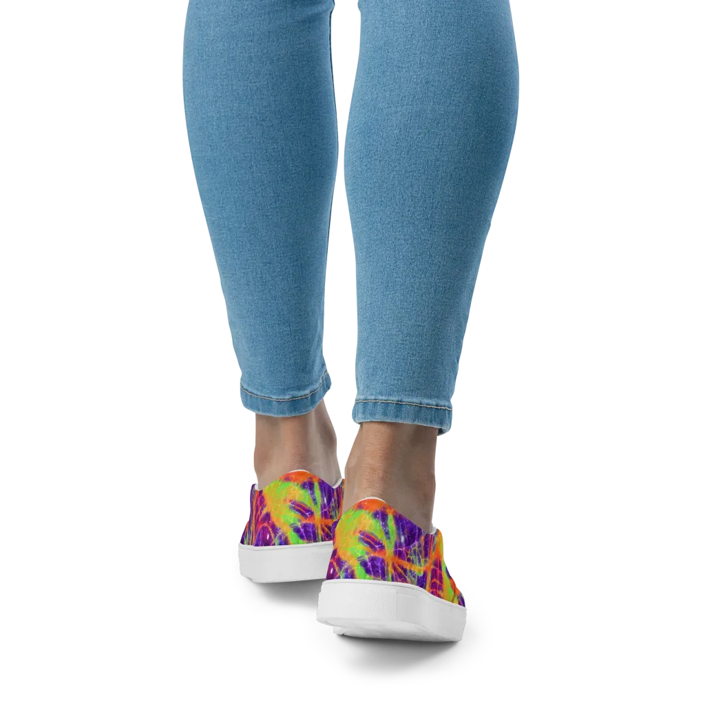 Purple Inferno on Women's Slip-On Canvas Shoes — Back