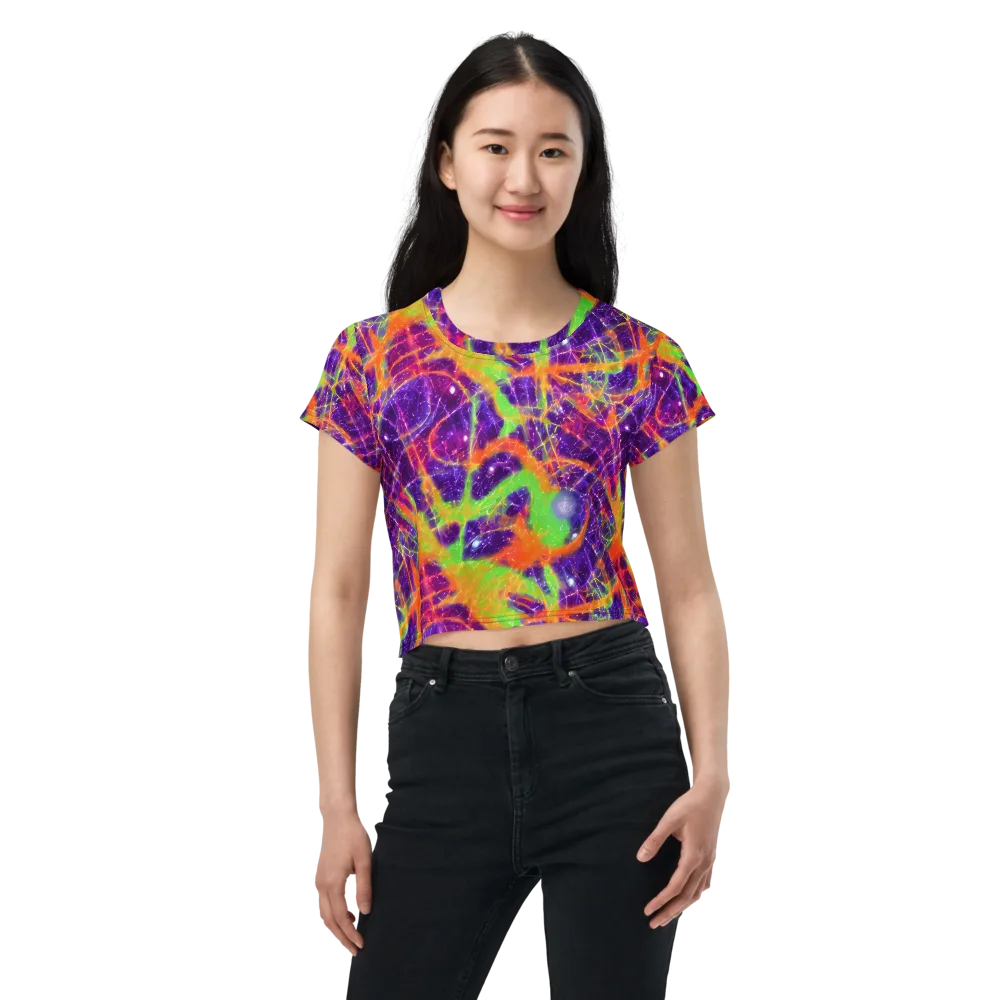 Purple Inferno on Crop Tee — Front