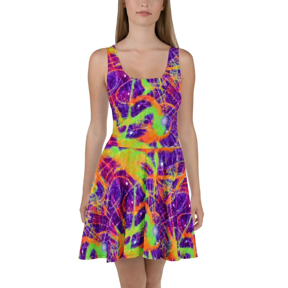Purple Inferno on Skater Dress — Front