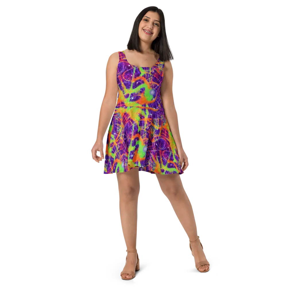 Purple Inferno on Skater Dress — Front