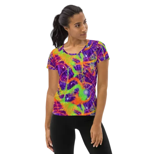 Purple Inferno on a Women's Athletic T-Shirt