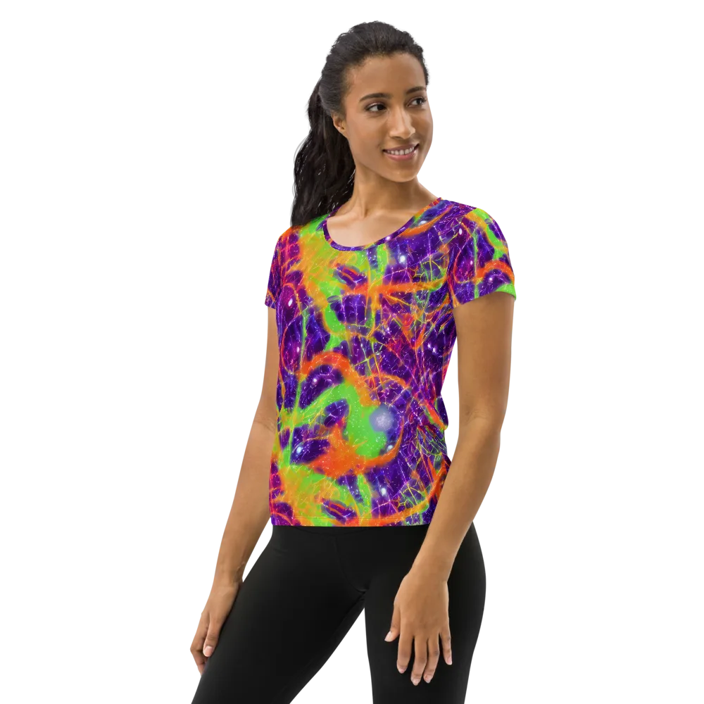 Purple Inferno on Women's Athletic T-Shirt — Left