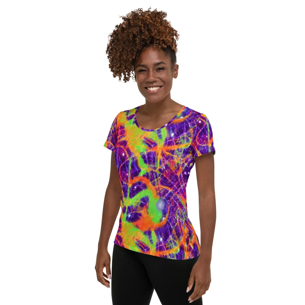 Purple Inferno on Women's Athletic T-Shirt — Left