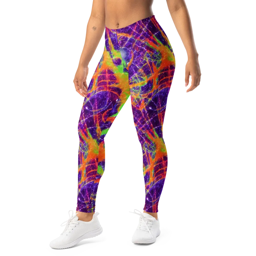 Purple Inferno on Leggings — Left Front