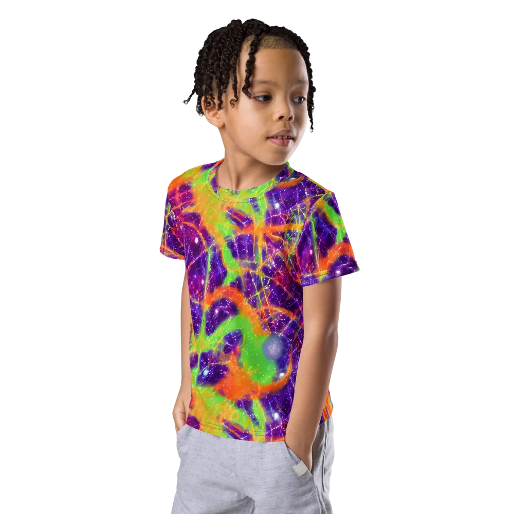 Purple Inferno on Kids Crew Neck T-Shirt — Left Front