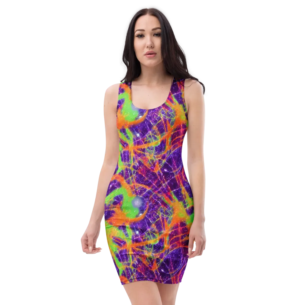 Purple Inferno on Bodycon Dress — Front