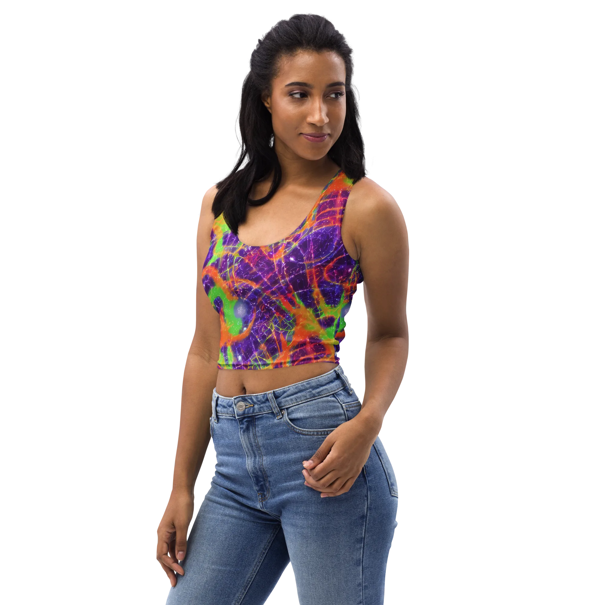 Purple Inferno on Crop Top — Left Front