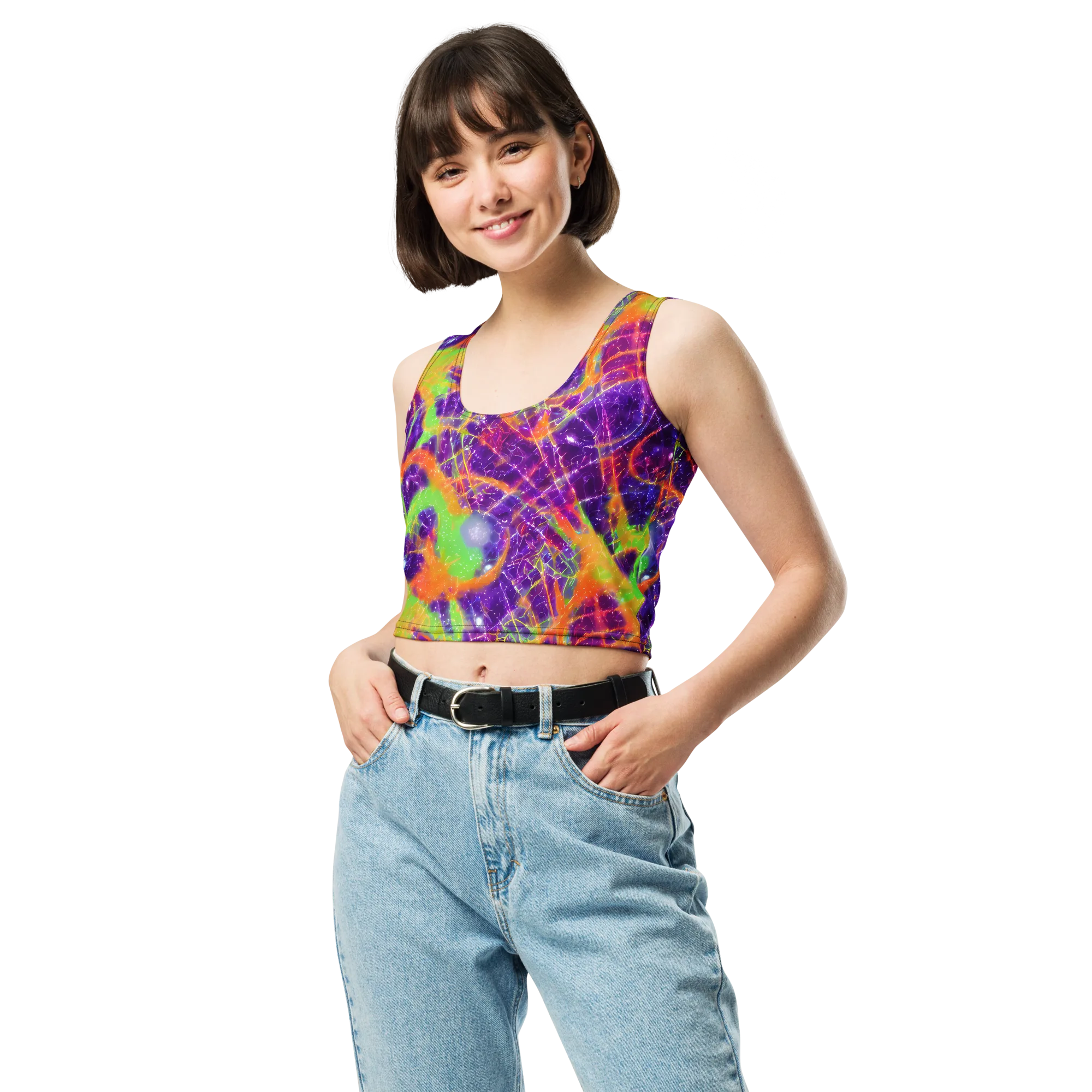 Purple Inferno on Crop Top — Front