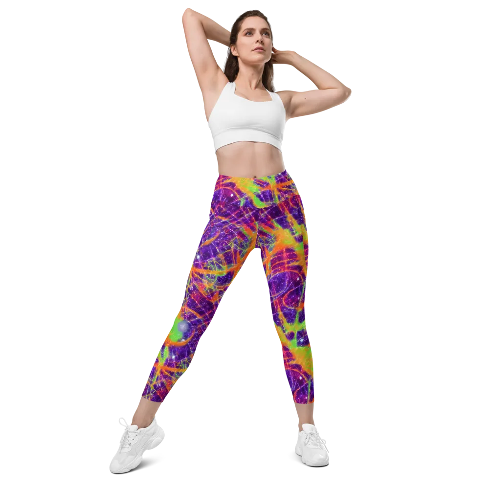 Purple Inferno on Leggings with Pockets — Front