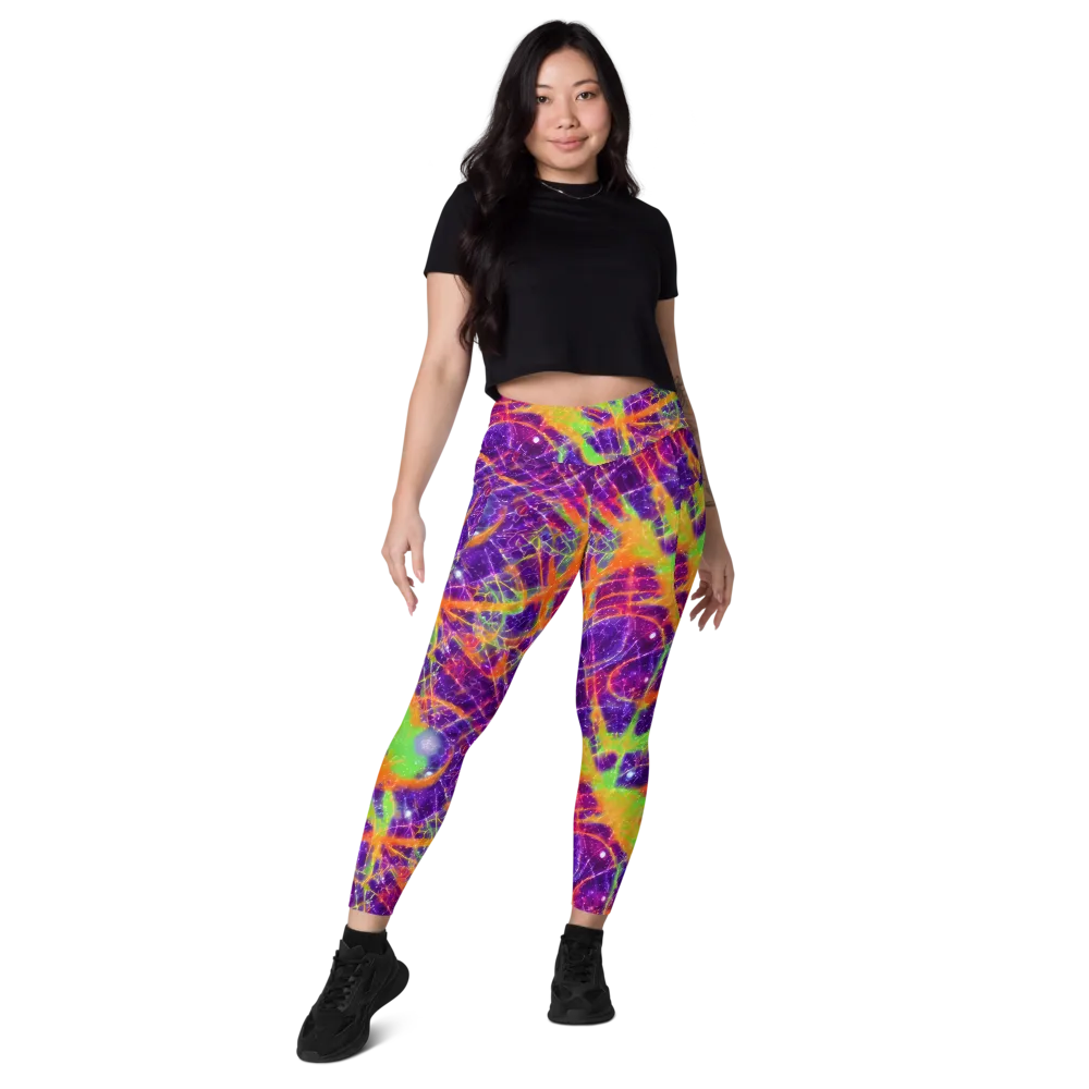 Purple Inferno on Leggings with Pockets — Front