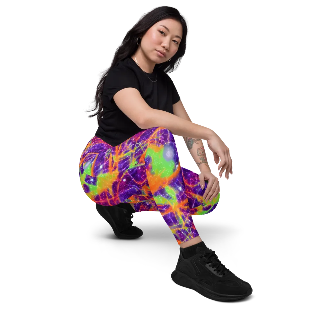 Purple Inferno on Leggings with Pockets — Right Front