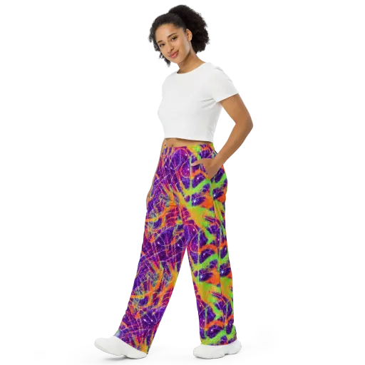 Purple Inferno on a Wide-Leg Pants