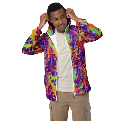 Purple Inferno on a Men's Windbreaker