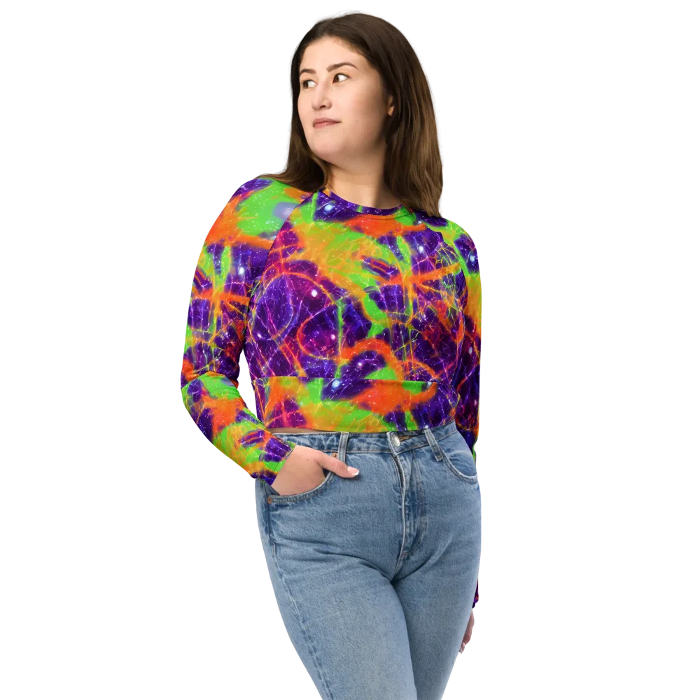 Purple Inferno on Long Sleeve Crop Top — Front