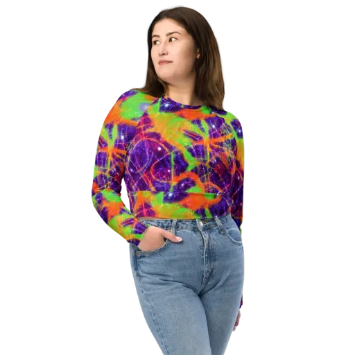 Purple Inferno on a Long Sleeve Crop Top