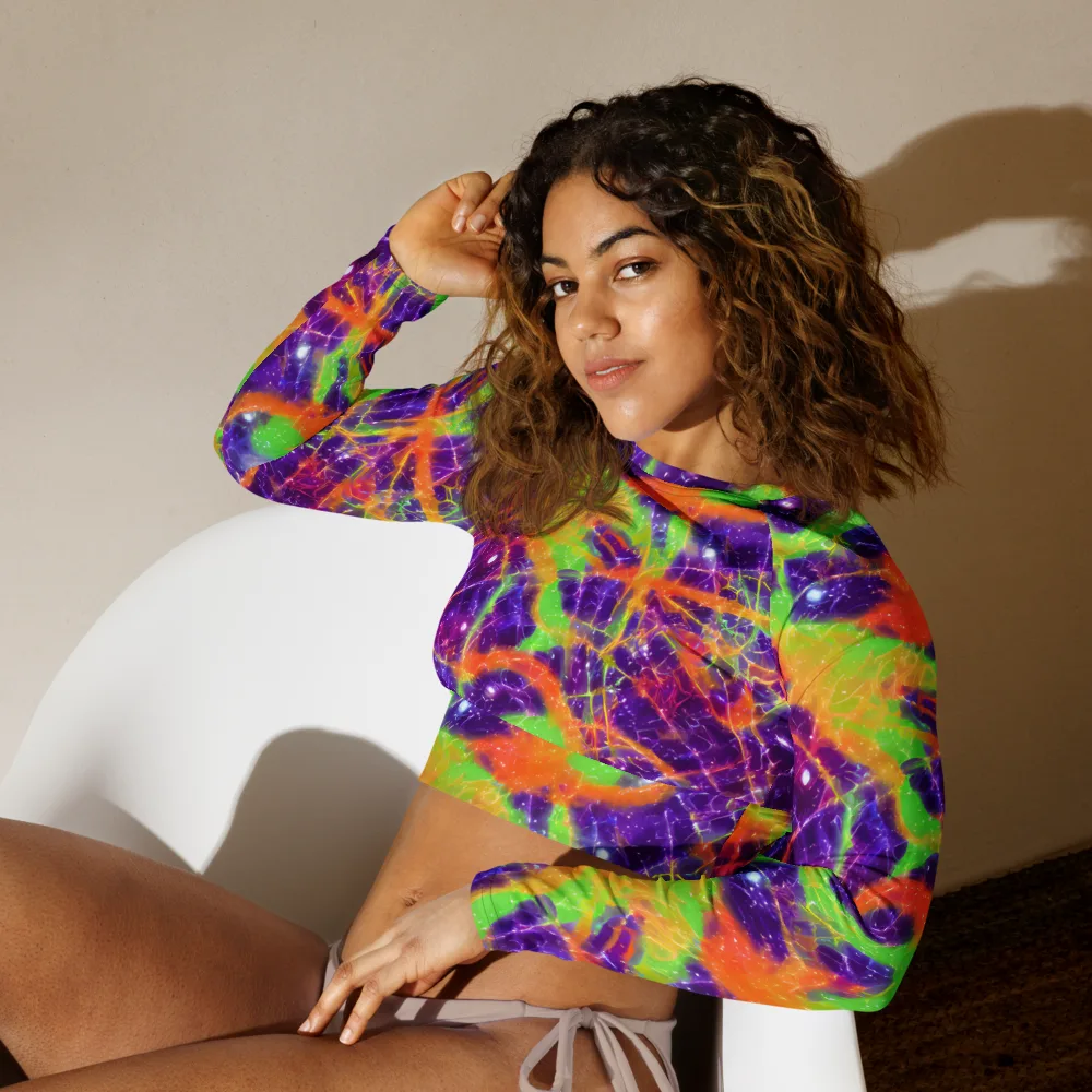 Purple Inferno on Long Sleeve Crop Top — Left Front