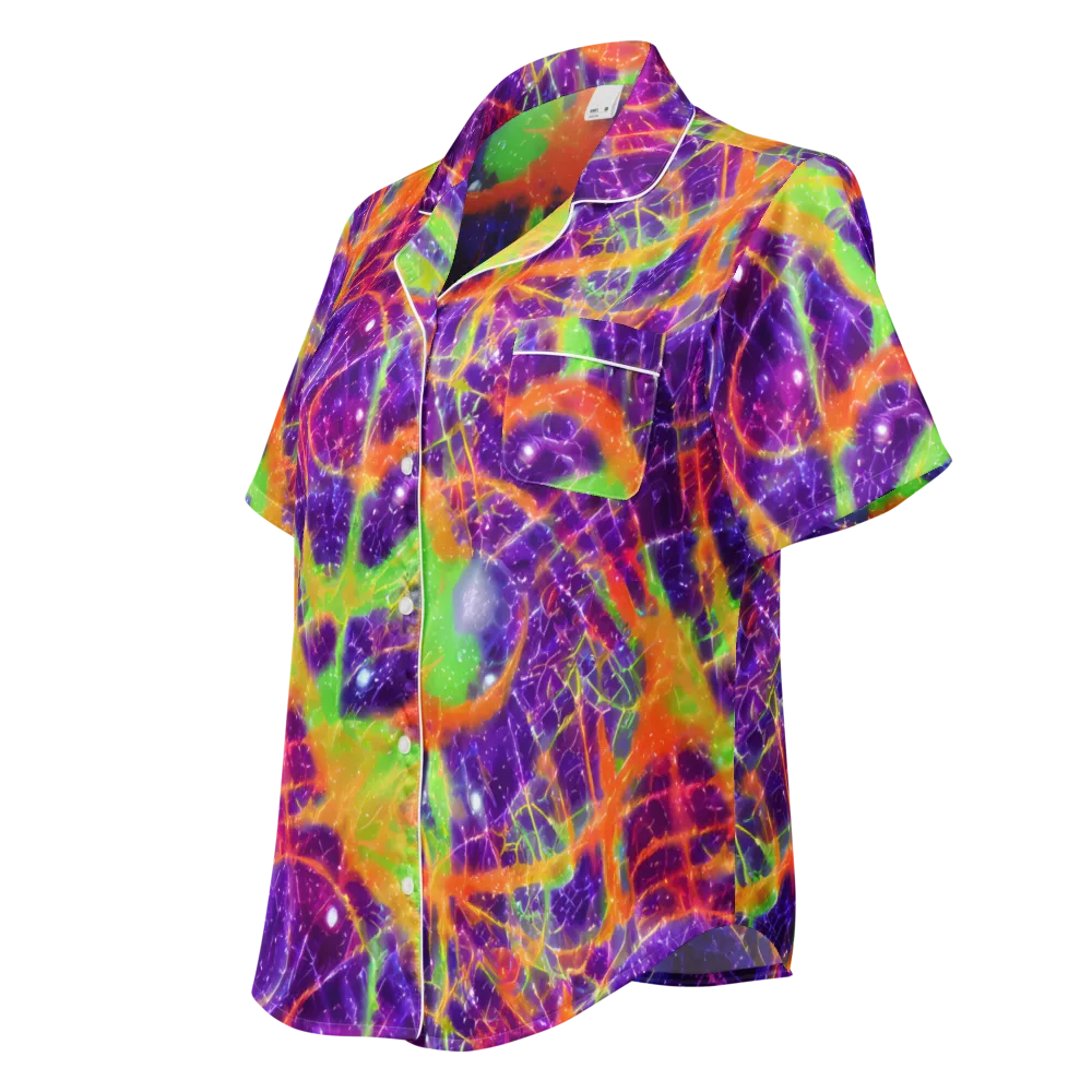 Purple Inferno on Women's Short Sleeve Pajama Top — Left Front