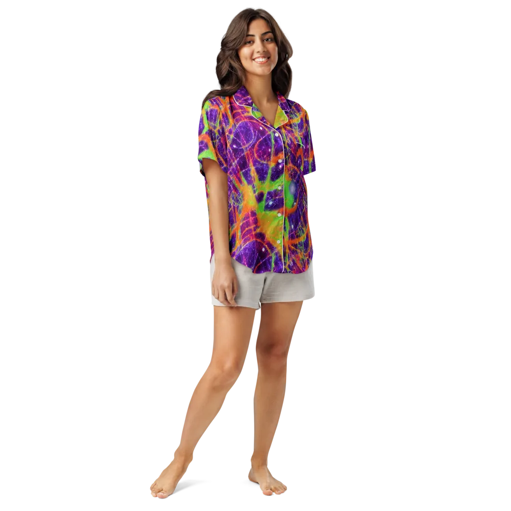 Purple Inferno on Women's Short Sleeve Pajama Top — Front