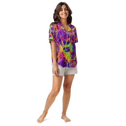 Purple Inferno on a Women's Short Sleeve Pajama Top