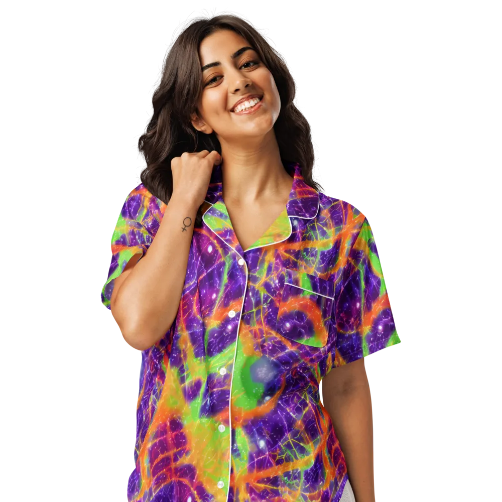 Purple Inferno on Women's Short Sleeve Pajama Top — Front