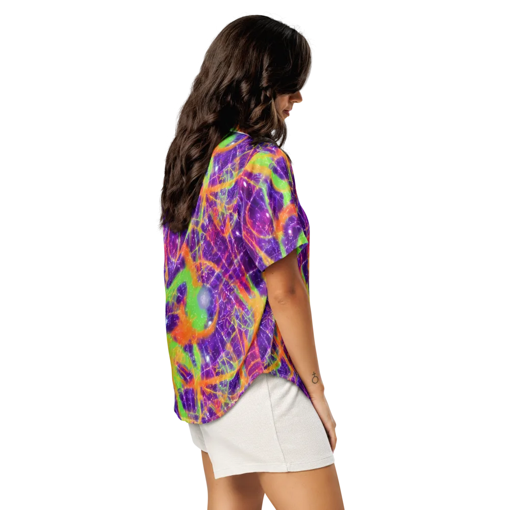 Purple Inferno on Women's Short Sleeve Pajama Top — Right Back
