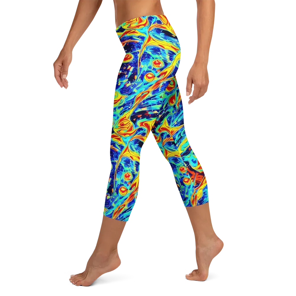Sonic Tides on Capri Leggings — Left