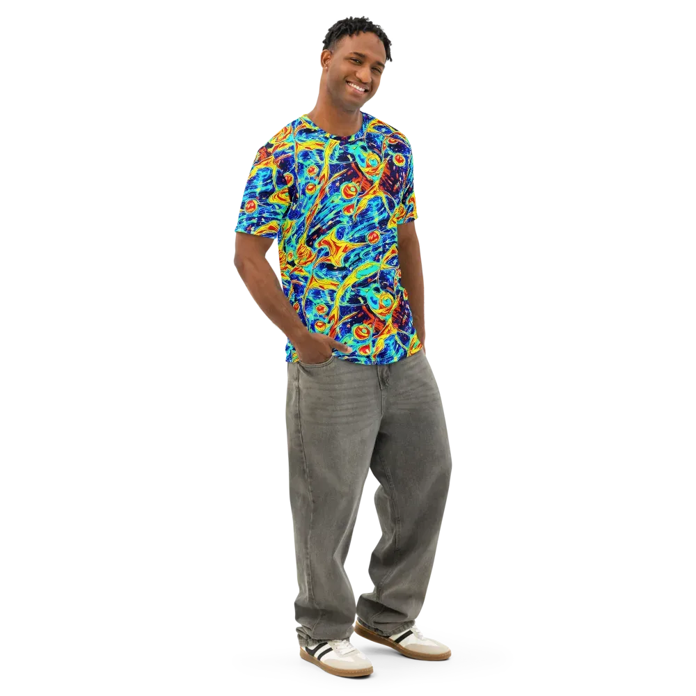 Sonic Tides on Men's Cotton Crew Neck T-Shirt — Right Front