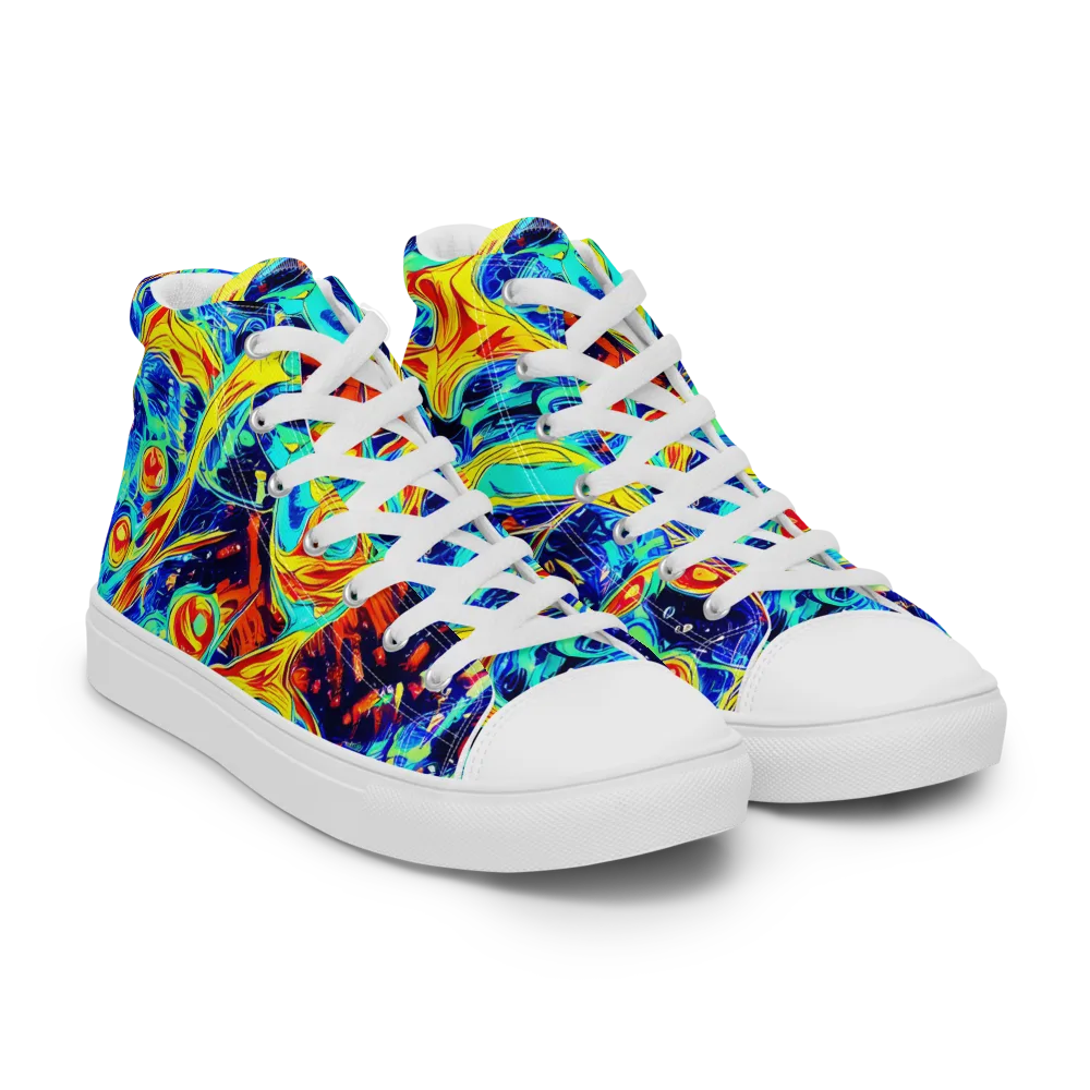 Sonic Tides on Men's High Top Canvas Shoes — Right Front