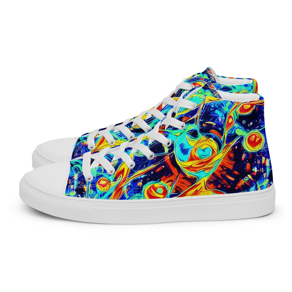 Sonic Tides on Men's High Top Canvas Shoes — Left