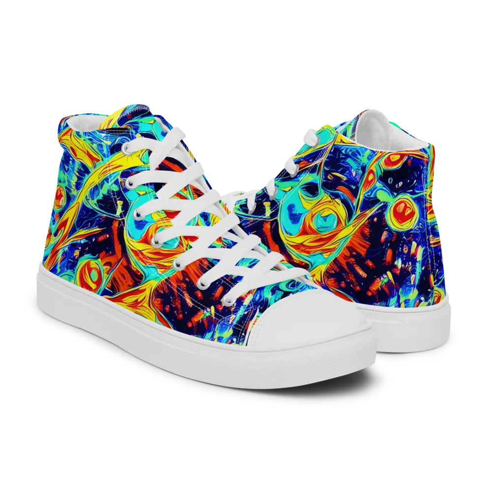 Sonic Tides on Men's High Top Canvas Shoes — Right