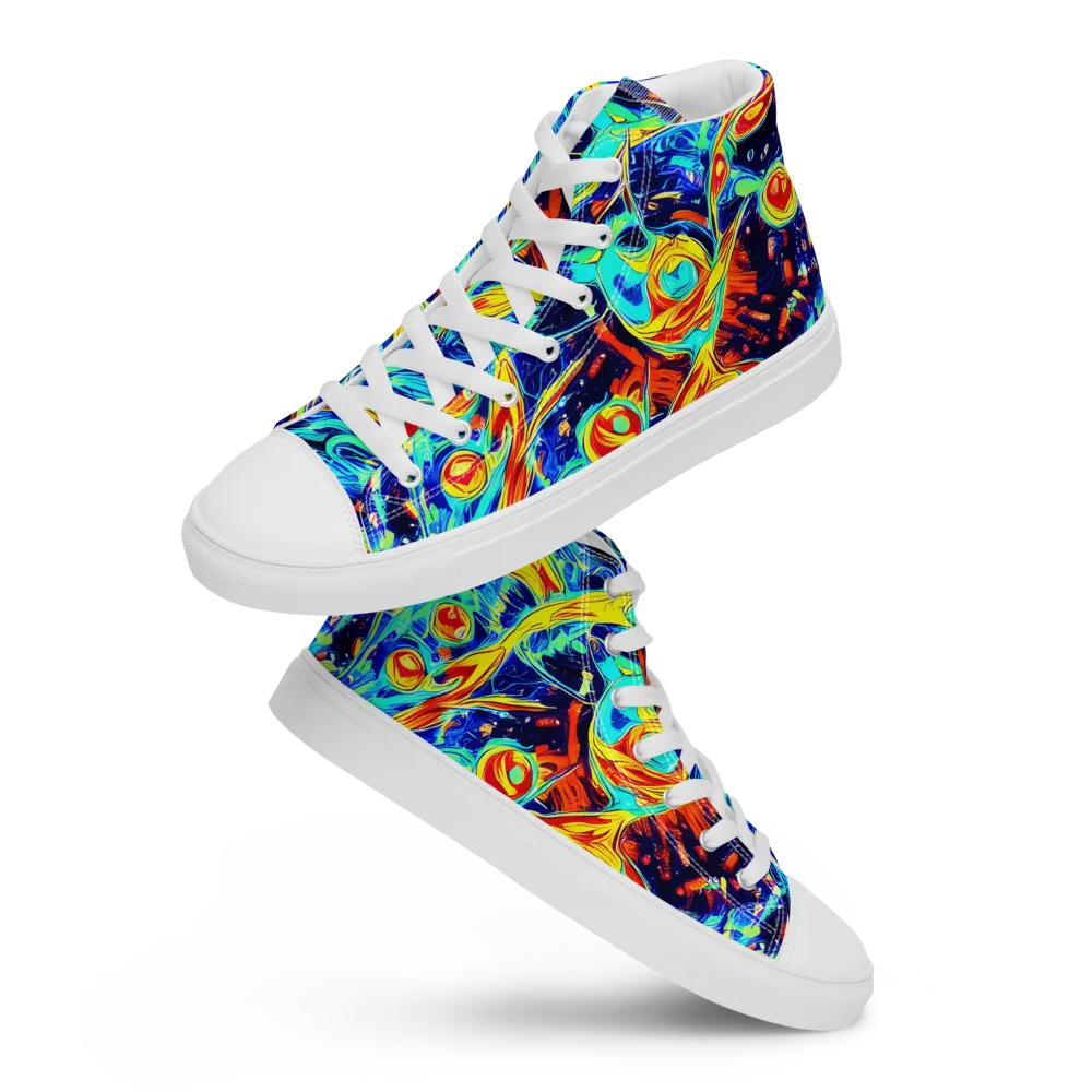 Sonic Tides on Men's High Top Canvas Shoes — Front