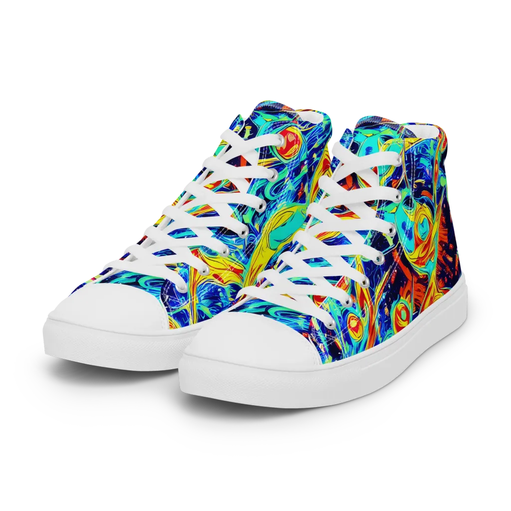 Sonic Tides on Women's High Top Canvas Shoes — Left Front