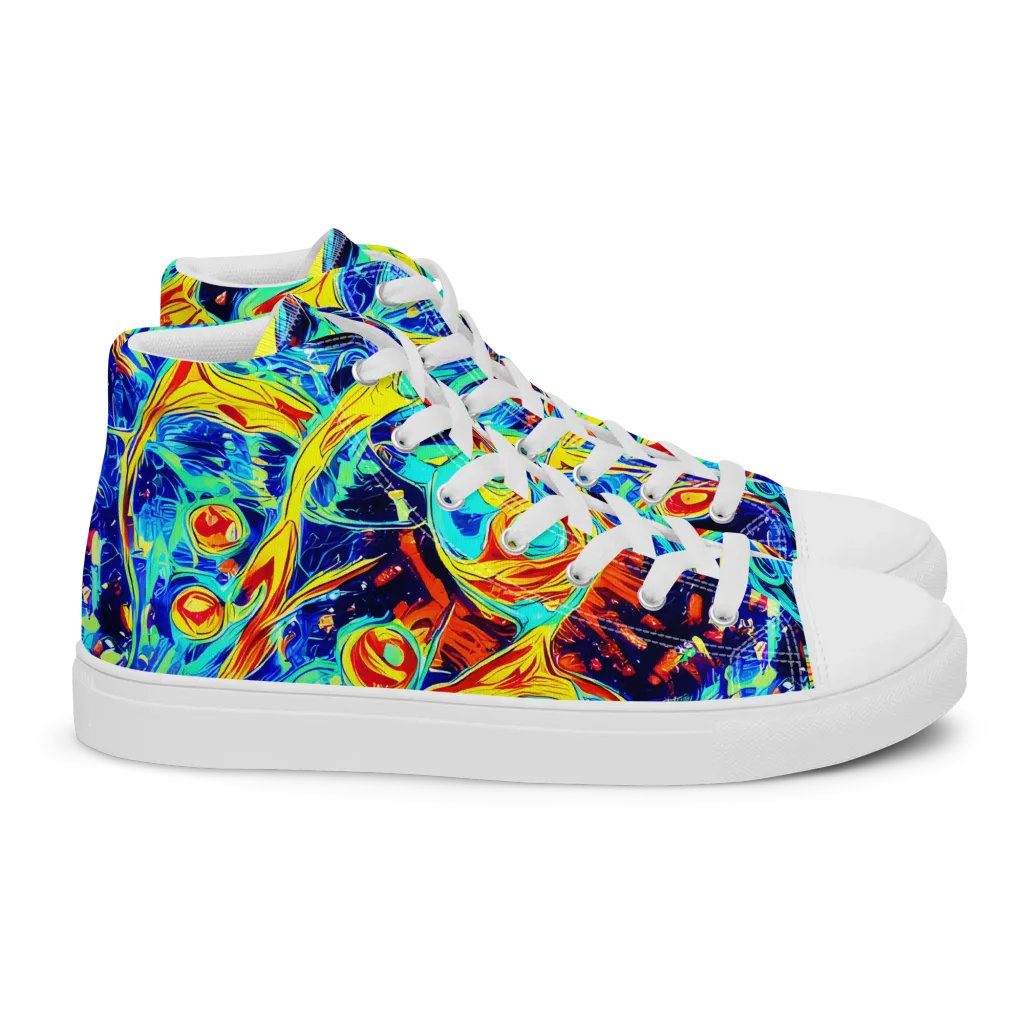 Sonic Tides on Women's High Top Canvas Shoes — Right
