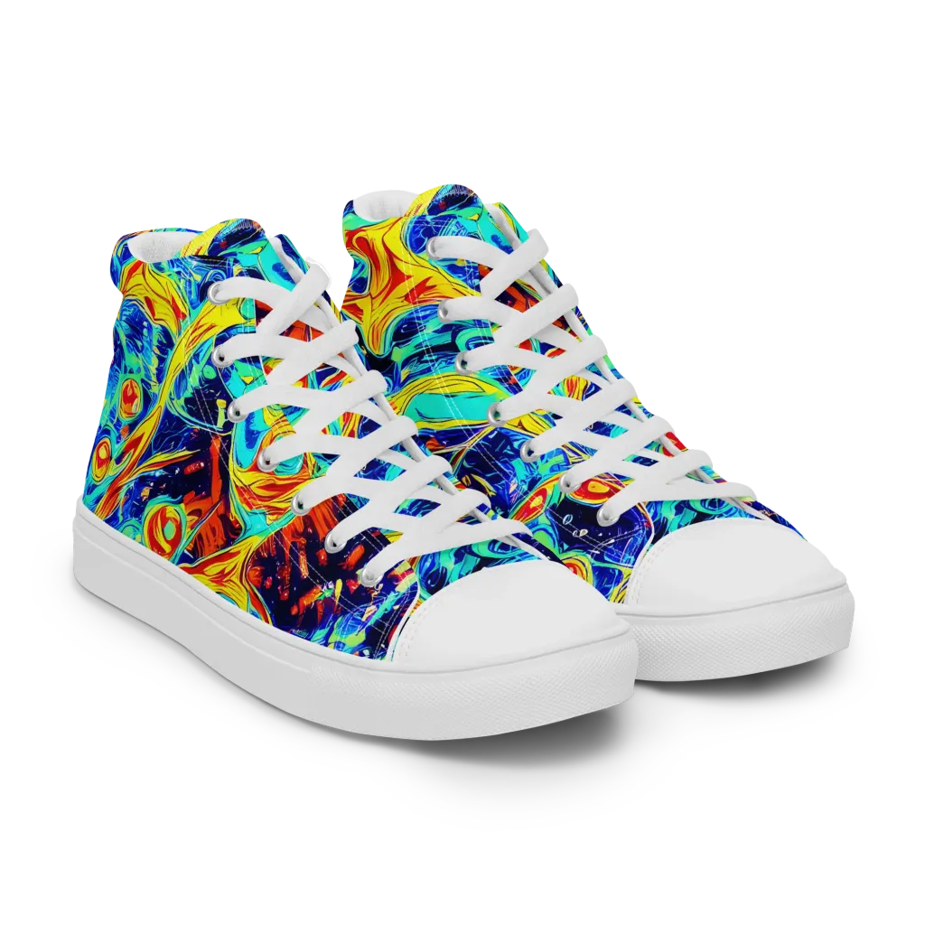 Sonic Tides on Women's High Top Canvas Shoes — Right Front