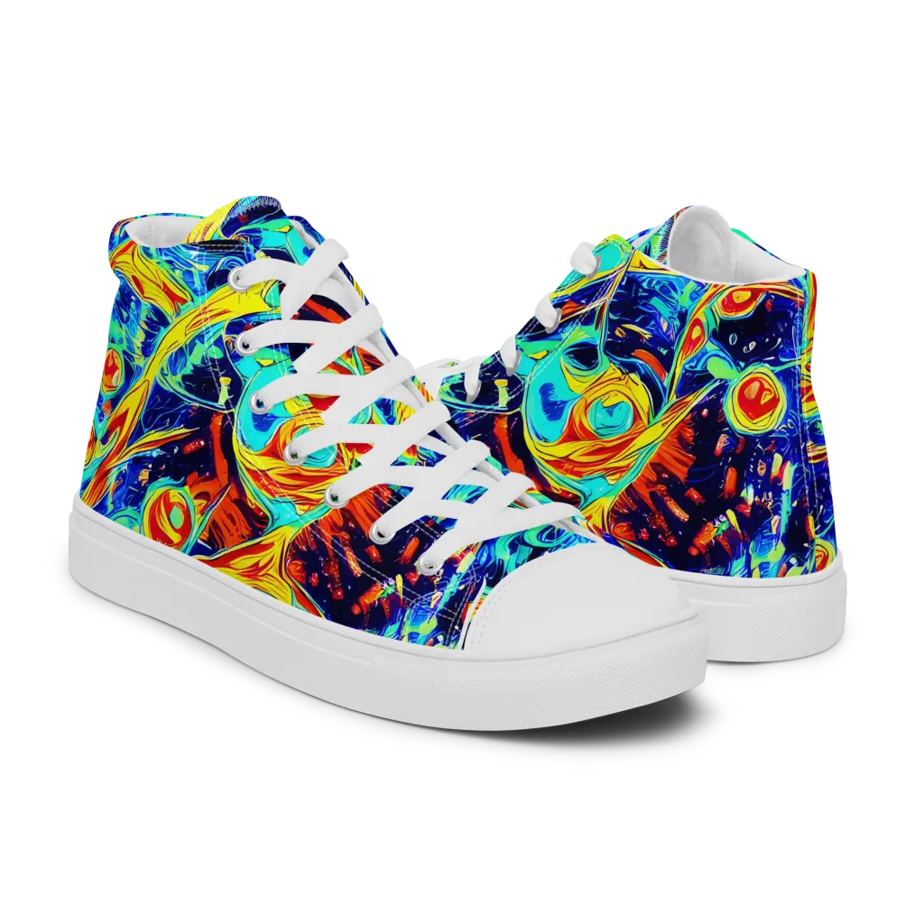 Sonic Tides on Women's High Top Canvas Shoes — Right