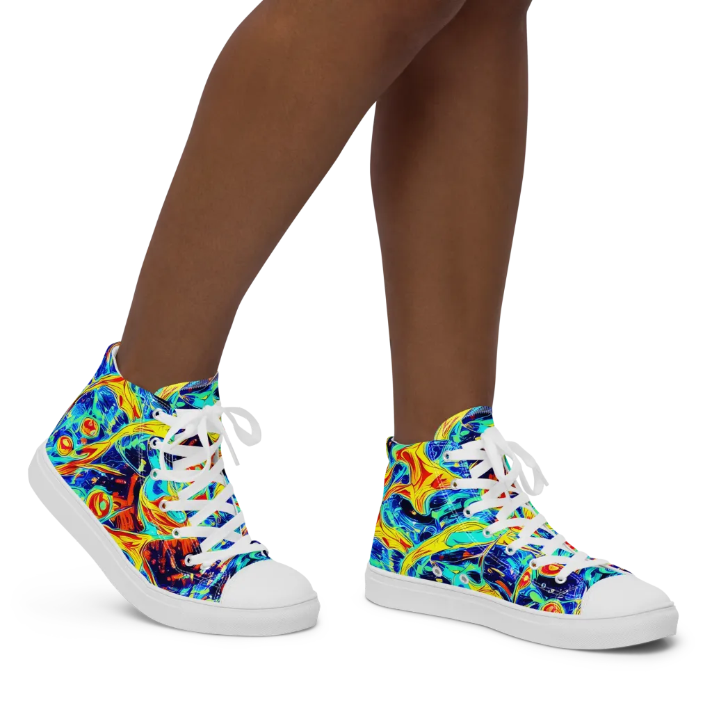 Sonic Tides on Women's High Top Canvas Shoes — Right