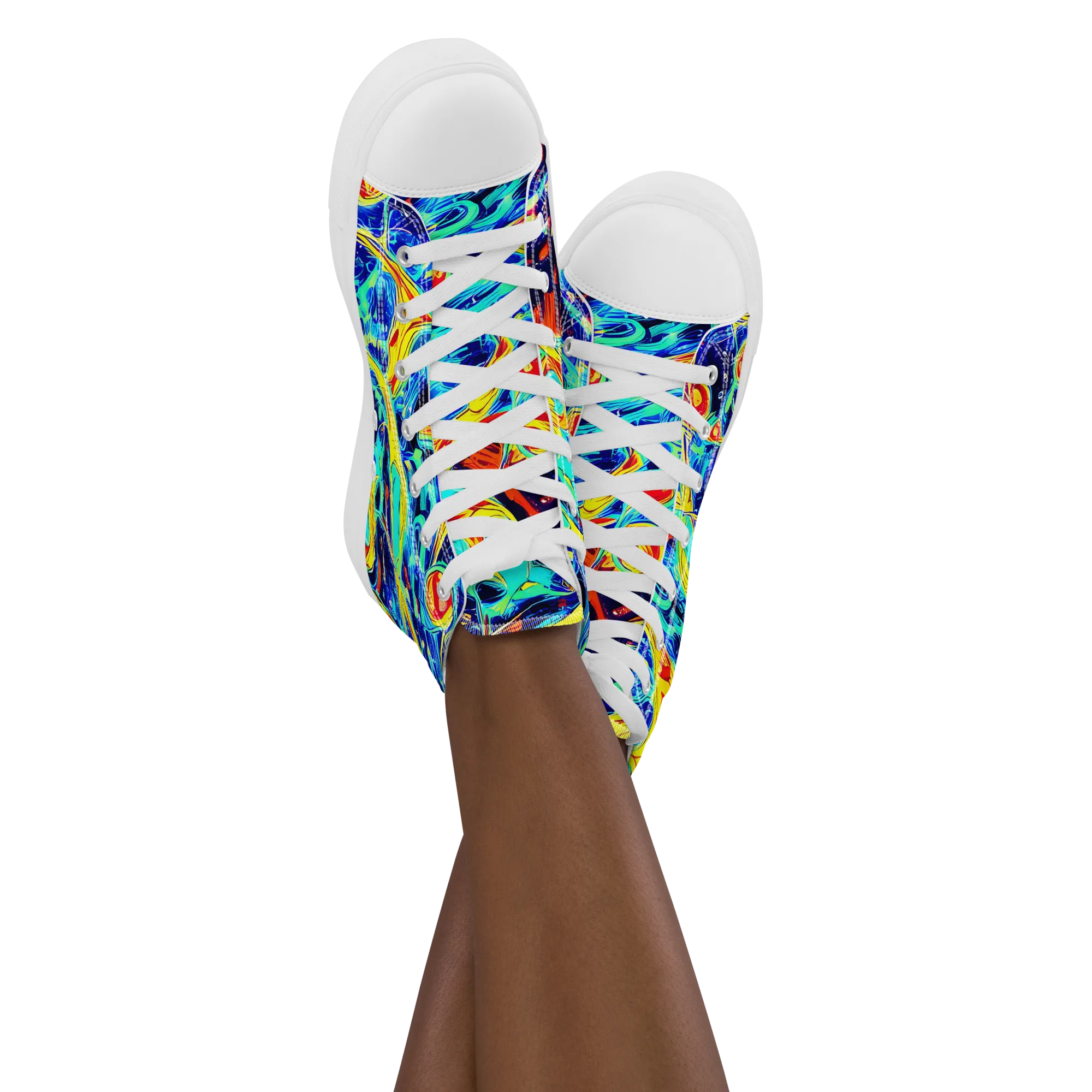 Sonic Tides on Women's High Top Canvas Shoes — Front