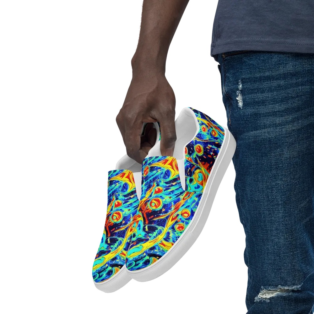 Sonic Tides on Men's Slip-On Canvas Shoes — Left Front