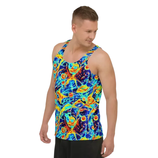 Sonic Tides on a Men's Tank Top