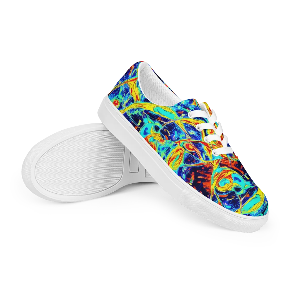 Sonic Tides on Men's Lace-Up Canvas Shoes — Right Front