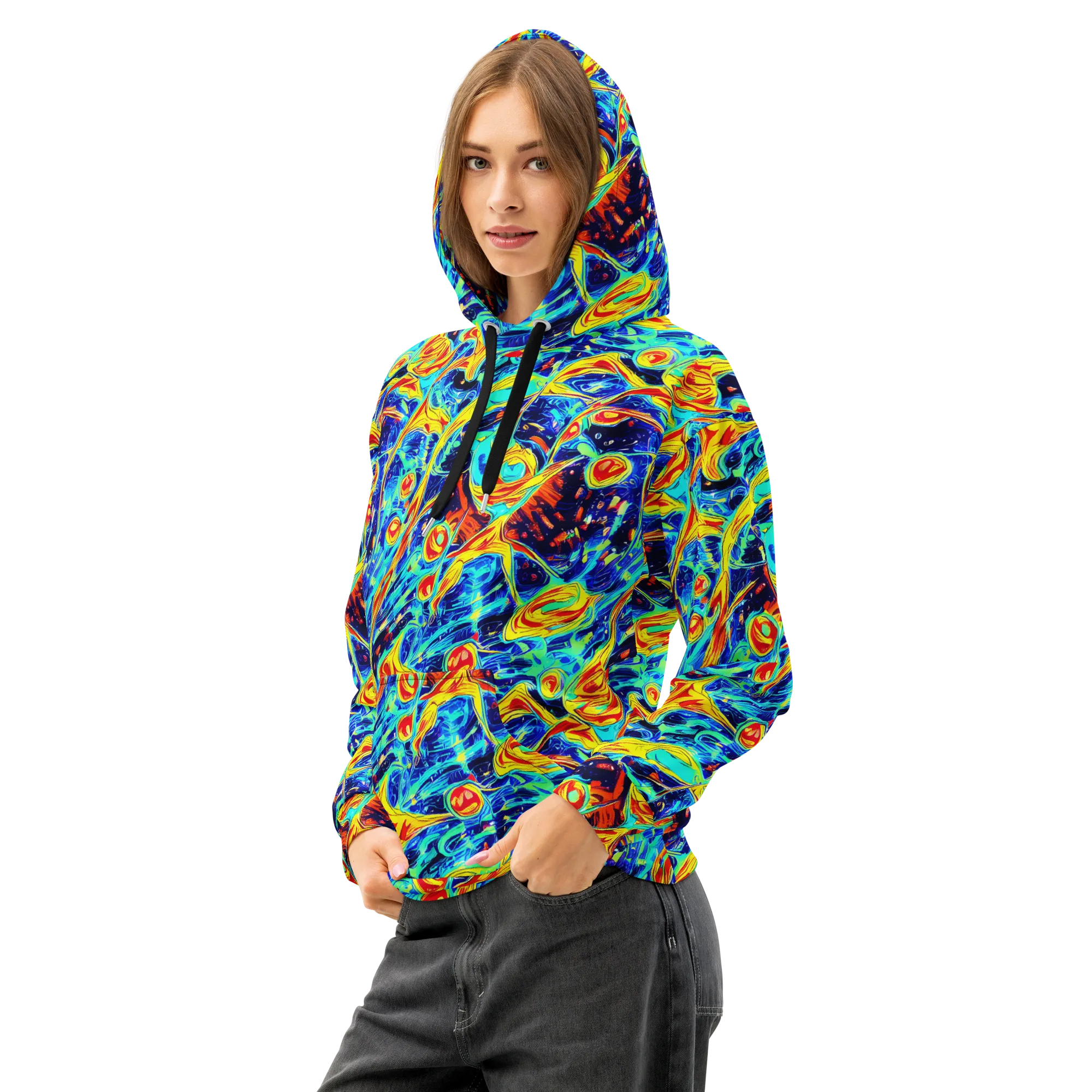 Sonic Tides on Cotton Hoodie — Left Front