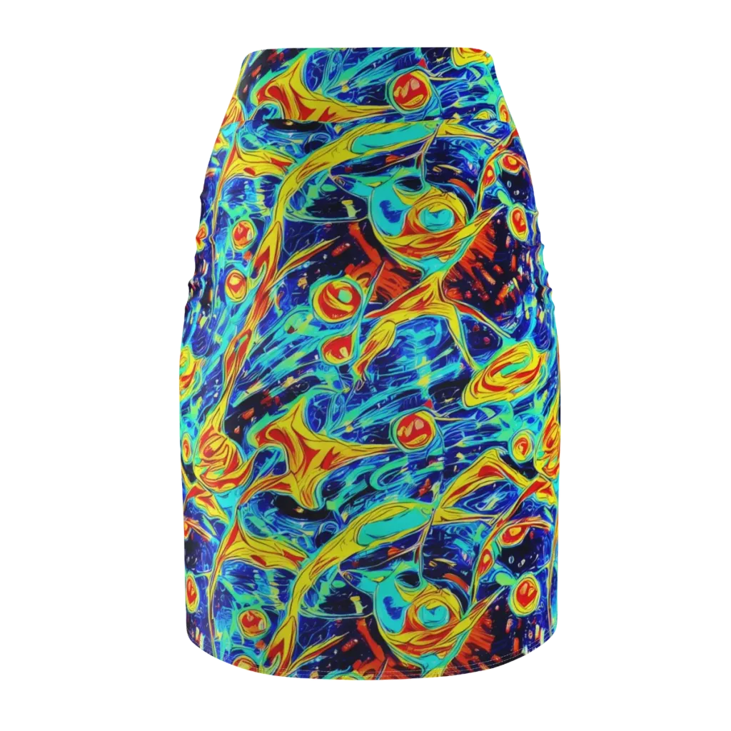 Sonic Tides on Pencil Skirt — Back