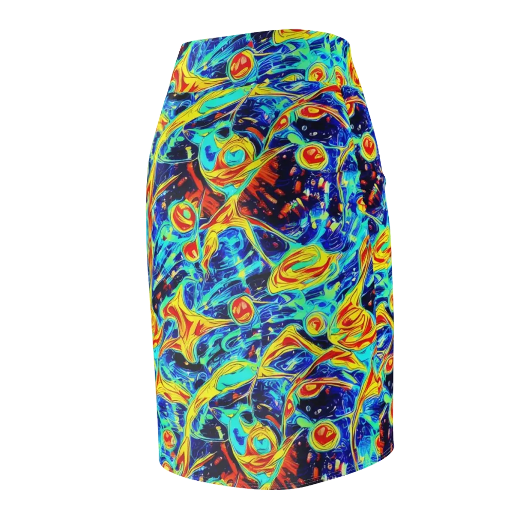Sonic Tides on Pencil Skirt — Back Side