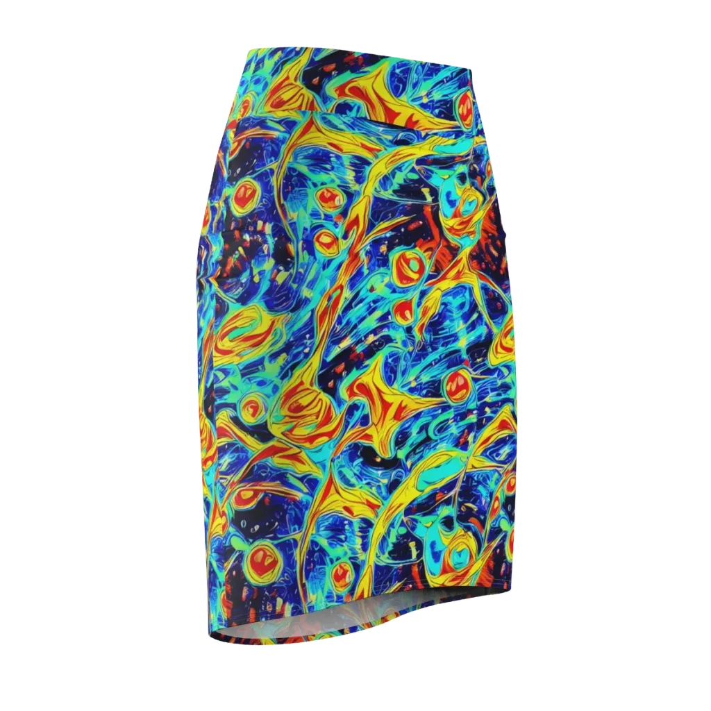 Sonic Tides on Pencil Skirt — Front Side