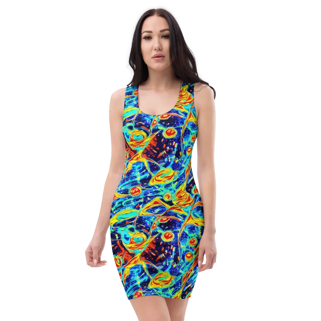Sonic Tides on Bodycon Dress — Front