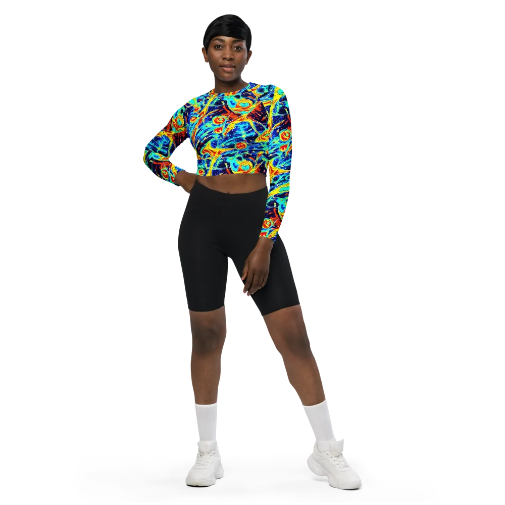 Sonic Tides on Long Sleeve Crop Top — Front